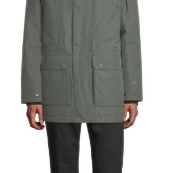 Green Winter Parka with Hood and Fur Trim - Picture 4 of 4